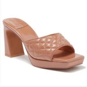 Jeffrey Campbell Nana Quilted Platform Mule in Tan Crinkle Patent